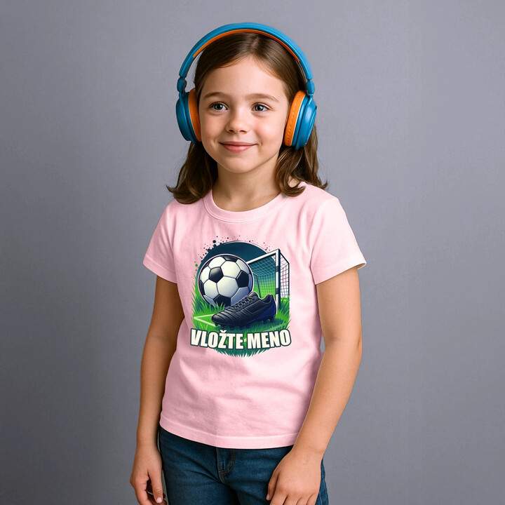 Futbal (meno) - lopta a ihrisko - detské tričko s potlačou - personalizovaný produkt