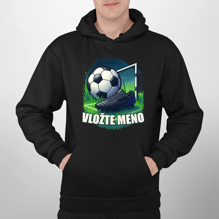 Futbal (meno) - lopta a ihrisko  - pánska mikina s potlačou - personalizovaný produkt
