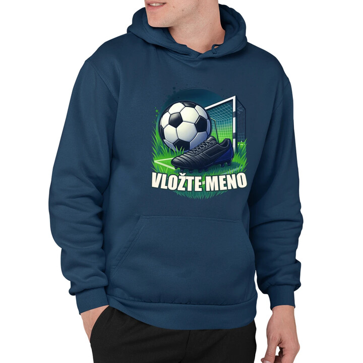 Futbal (meno) - lopta a ihrisko  - pánska mikina s potlačou - personalizovaný produkt