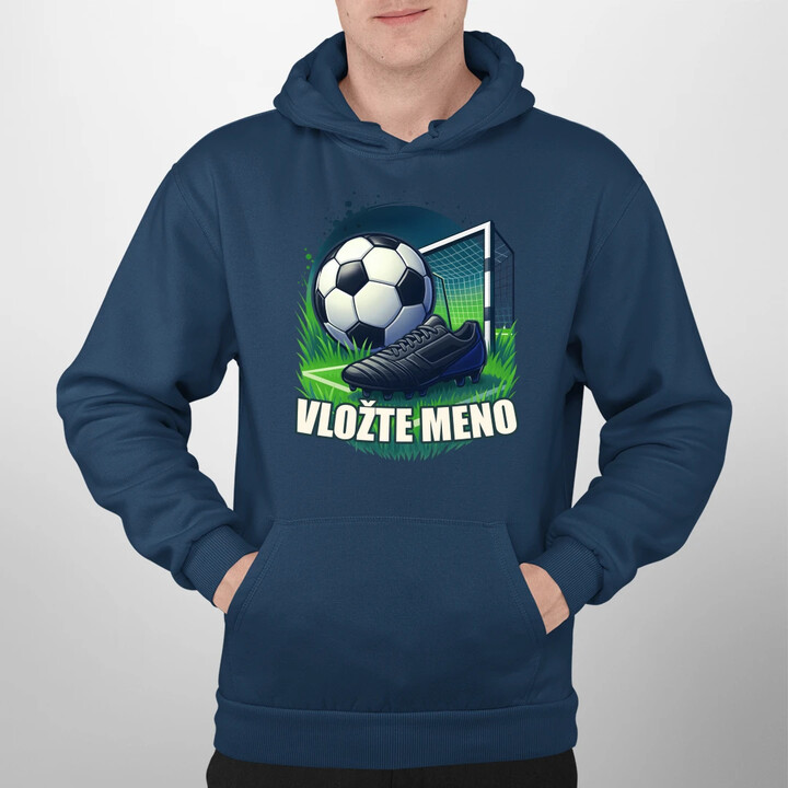 Futbal (meno) - lopta a ihrisko  - pánska mikina s potlačou - personalizovaný produkt