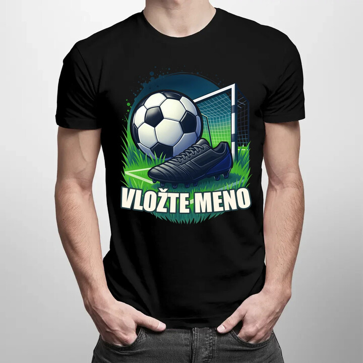 Futbal (meno) - lopta a ihrisko - pánske tričko s potlačou - personalizovaný produkt