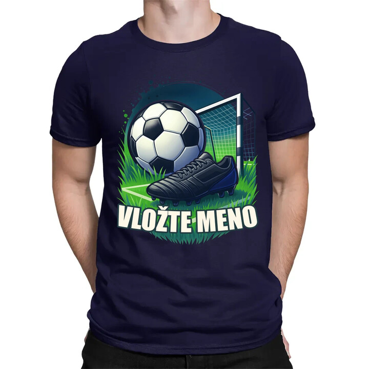 Futbal (meno) - lopta a ihrisko - pánske tričko s potlačou - personalizovaný produkt