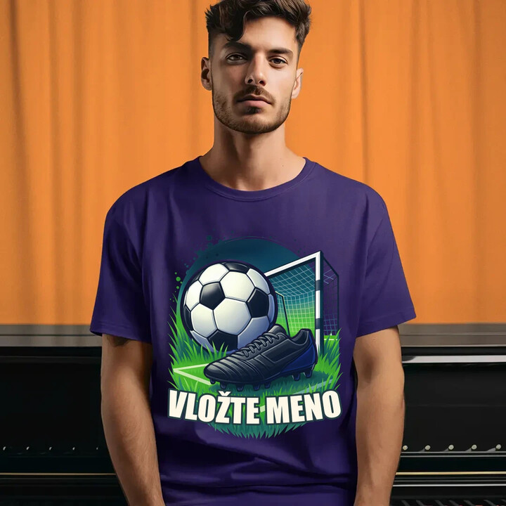 Futbal (meno) - lopta a ihrisko - pánske tričko s potlačou - personalizovaný produkt