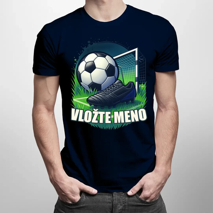 Futbal (meno) - lopta a ihrisko - pánske tričko s potlačou - personalizovaný produkt