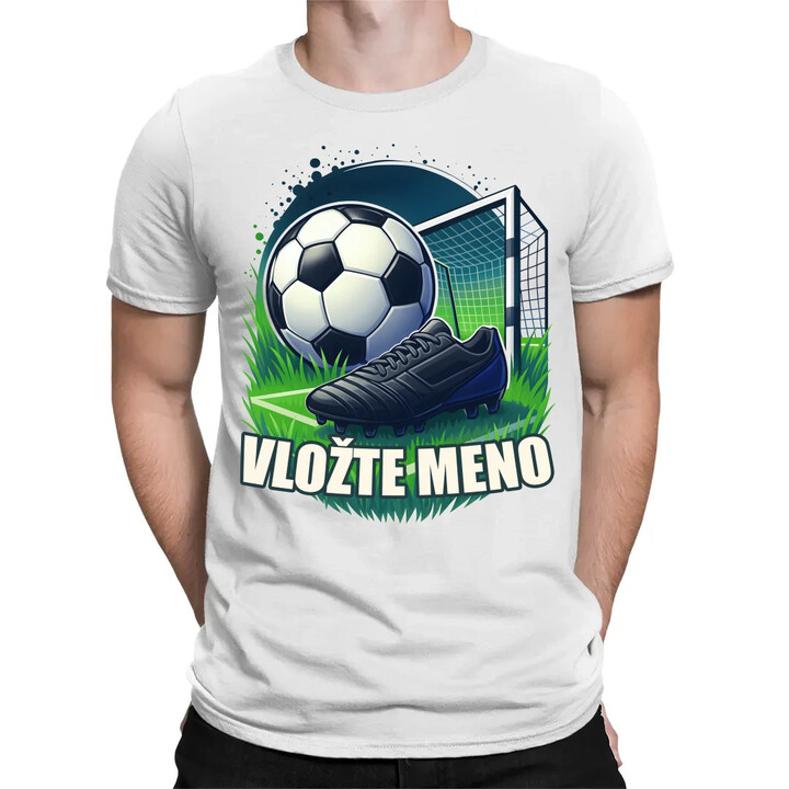 Futbal (meno) - lopta a ihrisko - pánske tričko s potlačou - personalizovaný produkt