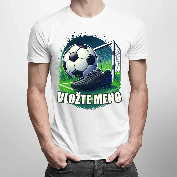 Futbal (meno) - lopta a ihrisko - pánske tričko s potlačou - personalizovaný produkt