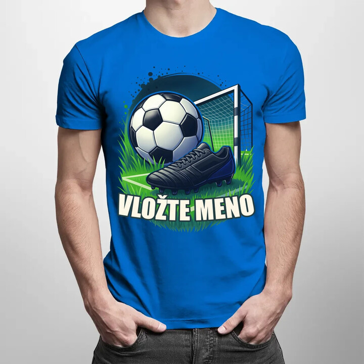 Futbal (meno) - lopta a ihrisko - pánske tričko s potlačou - personalizovaný produkt