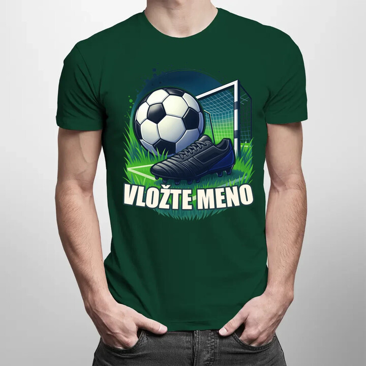 Futbal (meno) - lopta a ihrisko - pánske tričko s potlačou - personalizovaný produkt
