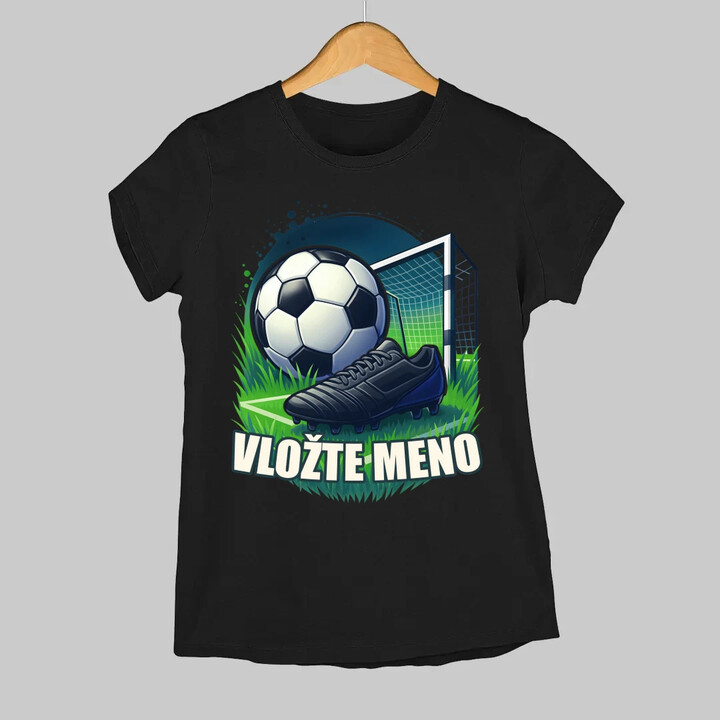 Futbal (meno) - lopta a ihrisko - dámske tričko s potlačou - personalizovaný produkt