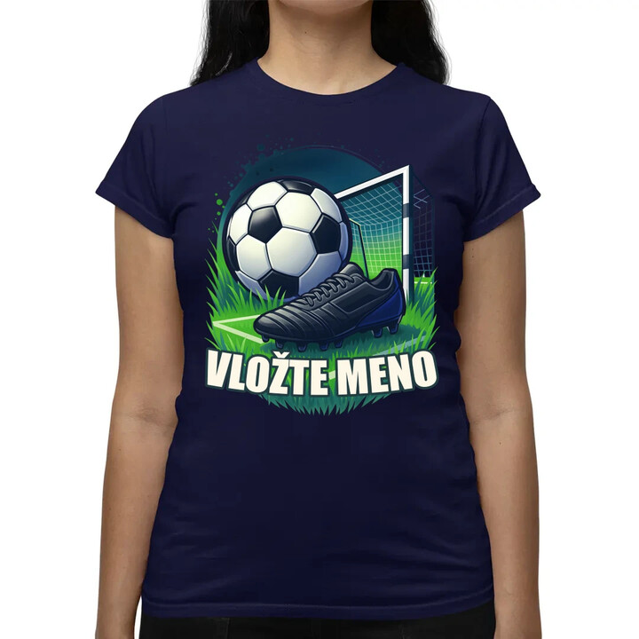 Futbal (meno) - lopta a ihrisko - dámske tričko s potlačou - personalizovaný produkt