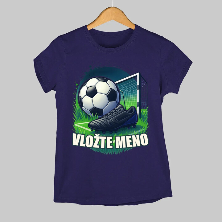 Futbal (meno) - lopta a ihrisko - dámske tričko s potlačou - personalizovaný produkt