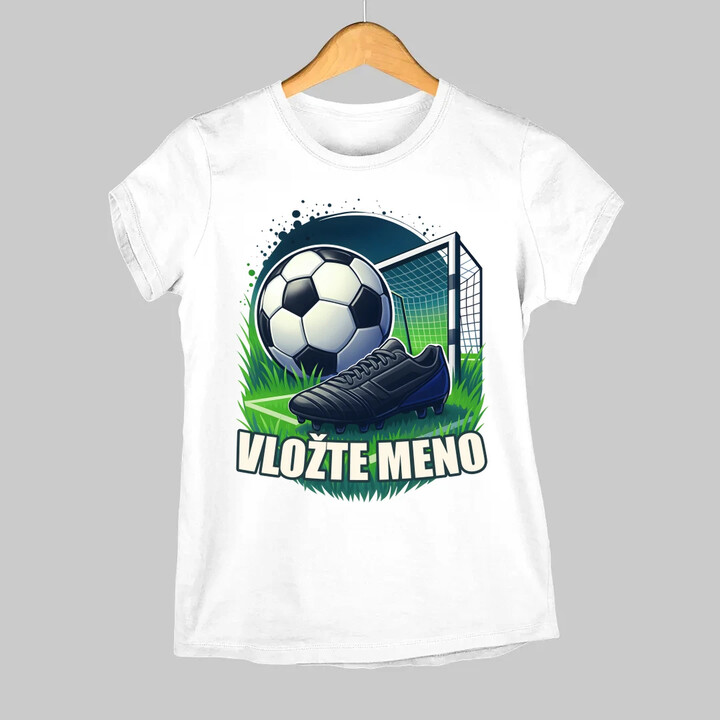 Futbal (meno) - lopta a ihrisko - dámske tričko s potlačou - personalizovaný produkt