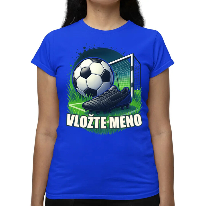 Futbal (meno) - lopta a ihrisko - dámske tričko s potlačou - personalizovaný produkt