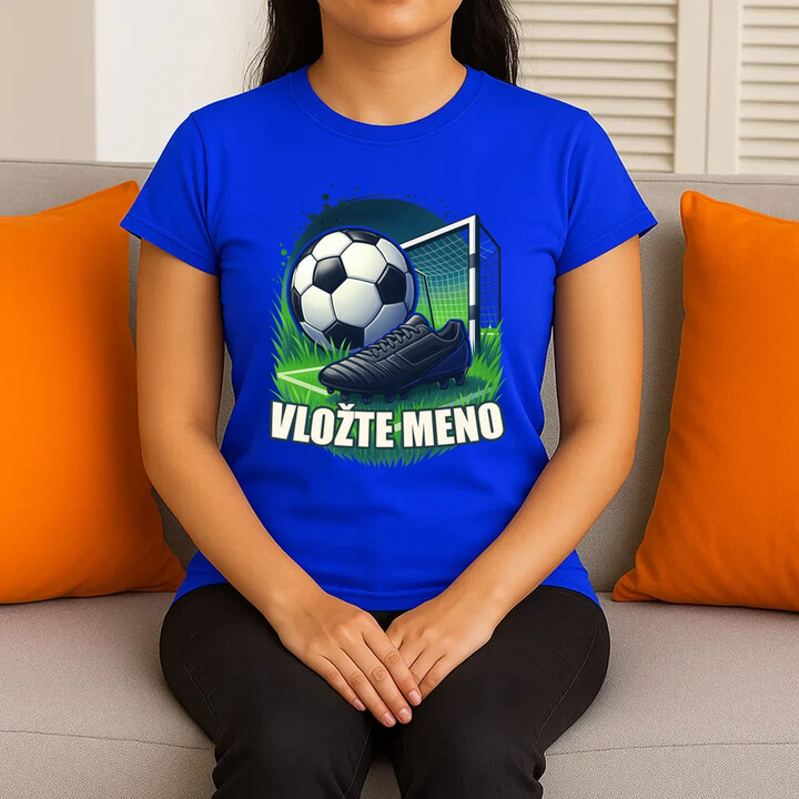 Futbal (meno) - lopta a ihrisko - dámske tričko s potlačou - personalizovaný produkt