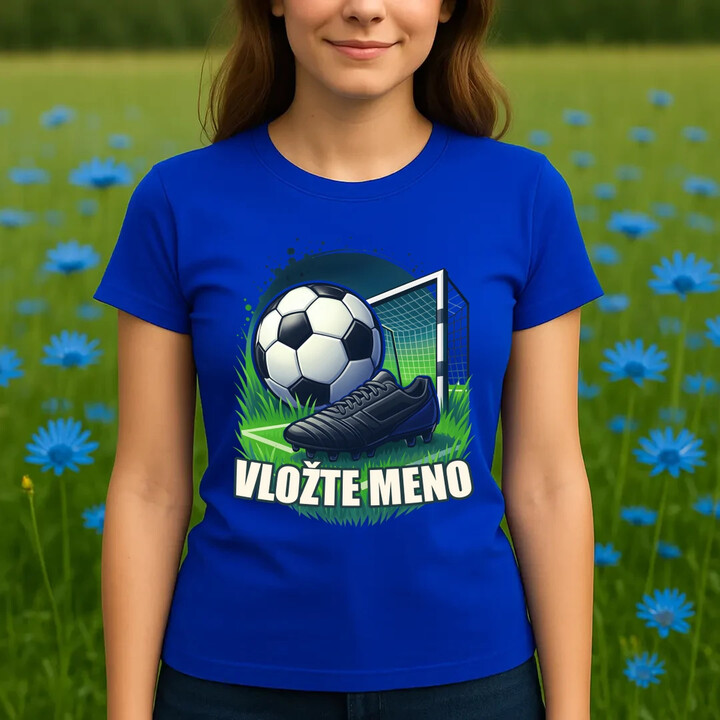 Futbal (meno) - lopta a ihrisko - dámske tričko s potlačou - personalizovaný produkt