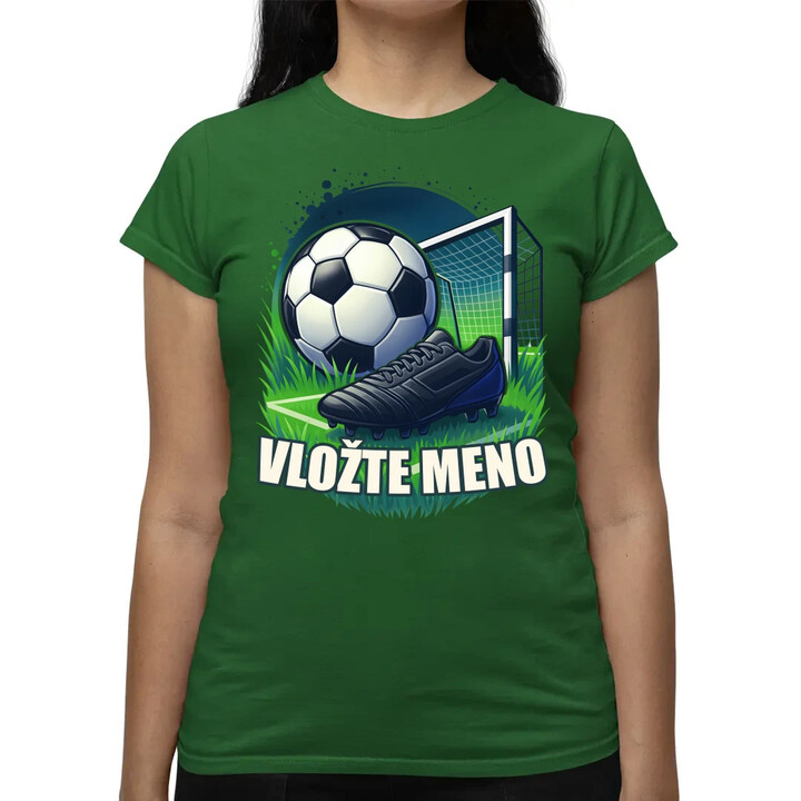 Futbal (meno) - lopta a ihrisko - dámske tričko s potlačou - personalizovaný produkt