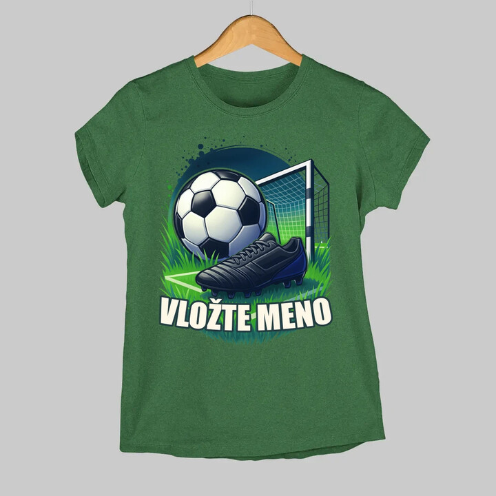 Futbal (meno) - lopta a ihrisko - dámske tričko s potlačou - personalizovaný produkt