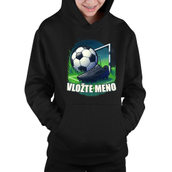 Futbal (meno) - lopta a ihrisko - detská mikina s kapucňou - personalizovaný produkt