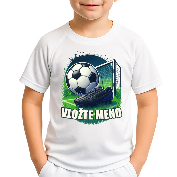Futbal (meno) - lopta a ihrisko - detské športové tričko s potlačou - personalizovaný produkt