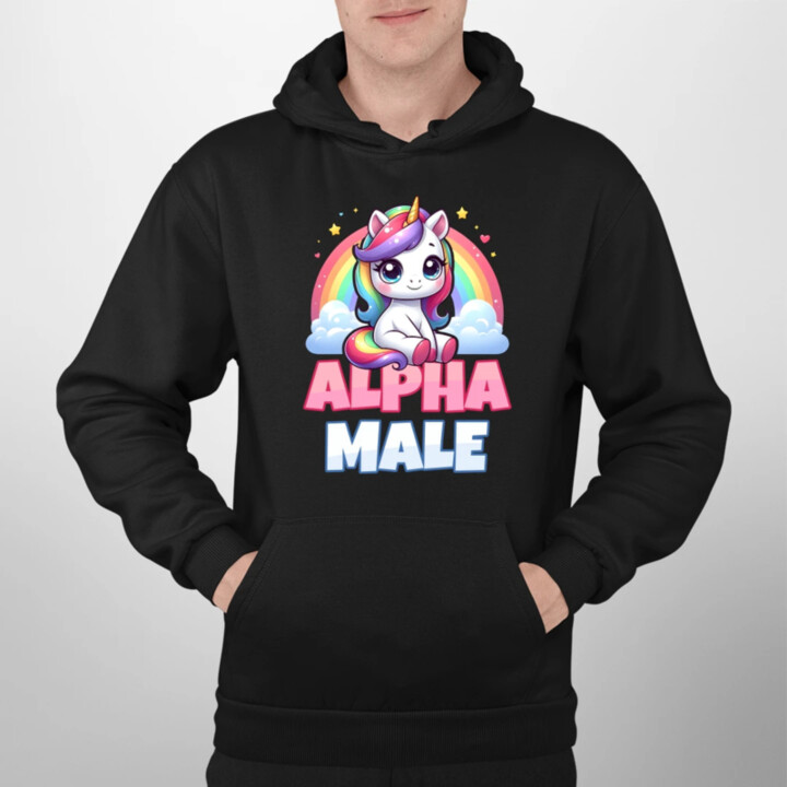 Alpha male - jednorožec s dúhou  - pánska mikina s potlačou