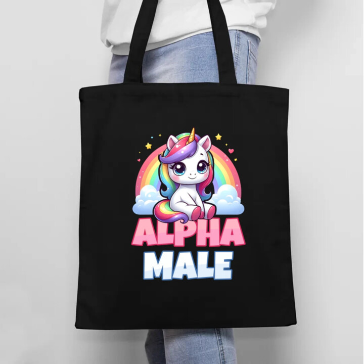 Alpha male - jednorožec s dúhou - taška s potlačou