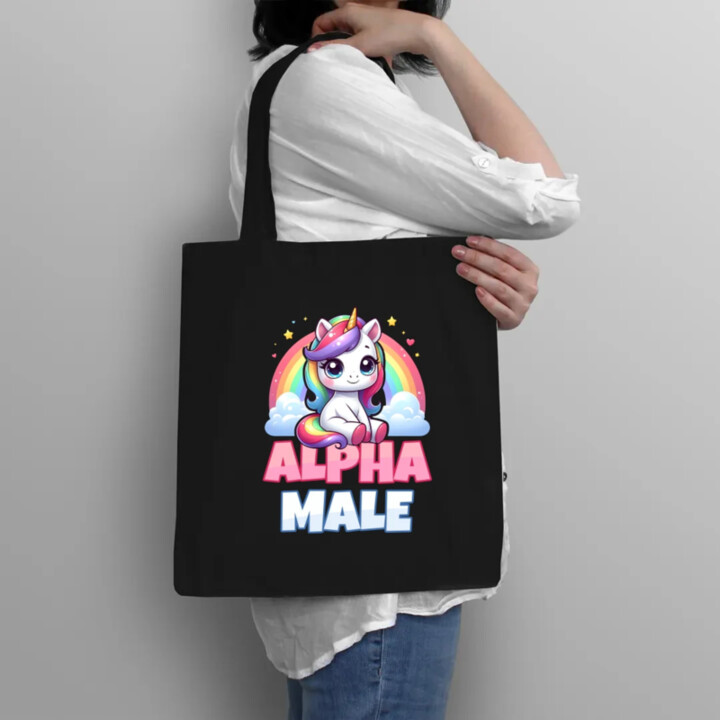 Alpha male - jednorožec s dúhou - taška s potlačou