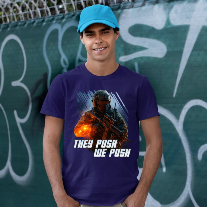 They push, we push - pánske tričko s potlačou pre fanúšikov hry Battlefield