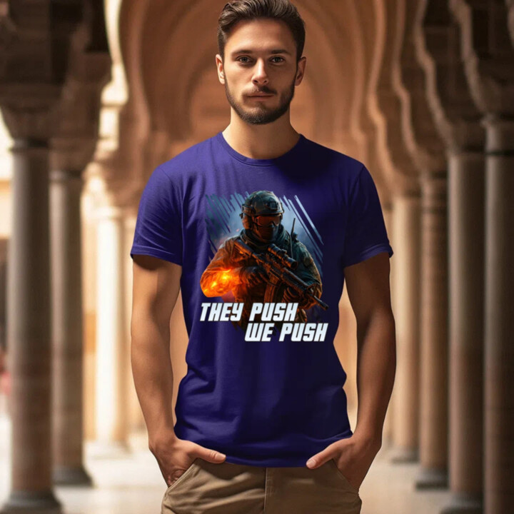 They push, we push - pánske tričko s potlačou pre fanúšikov hry Battlefield