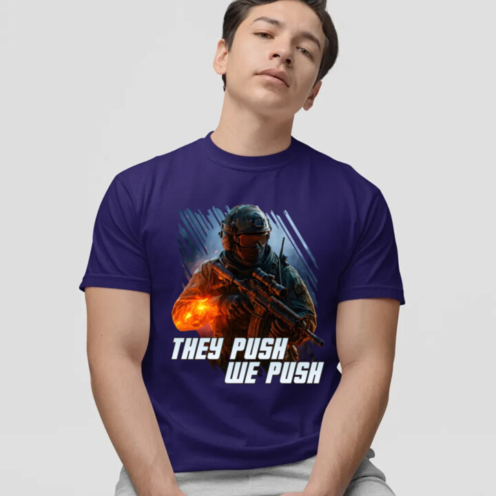 They push, we push - pánske tričko s potlačou pre fanúšikov hry Battlefield