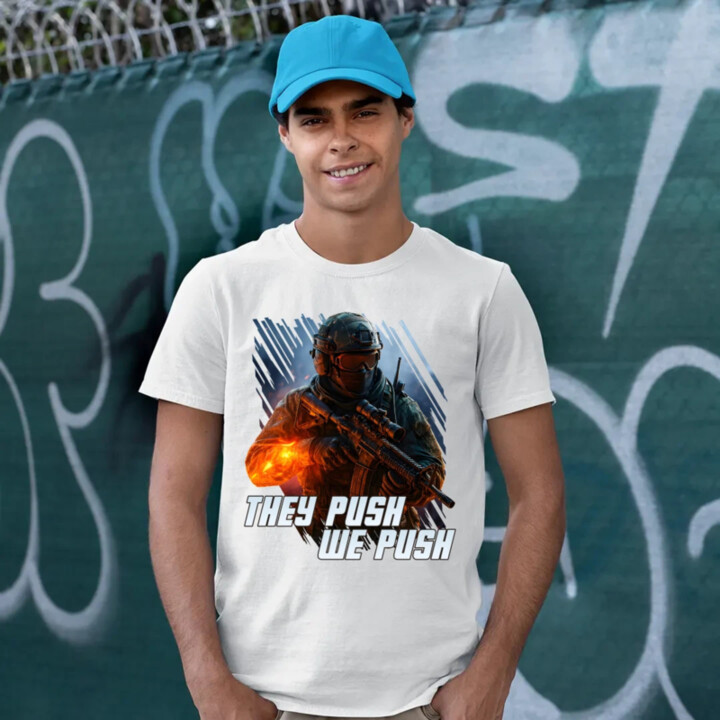 They push, we push - pánske tričko s potlačou pre fanúšikov hry Battlefield