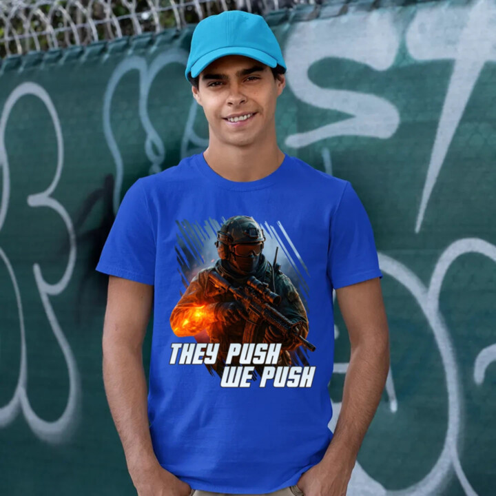 They push, we push - pánske tričko s potlačou pre fanúšikov hry Battlefield