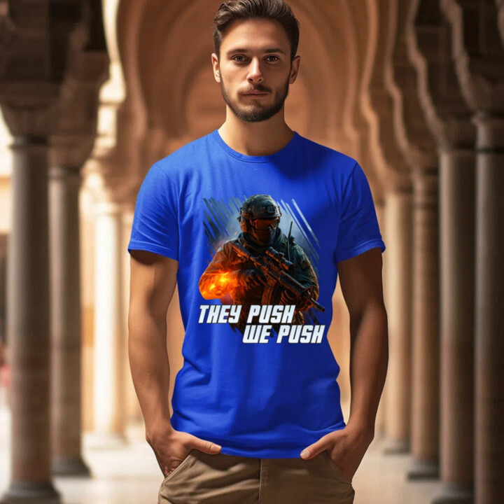 They push, we push - pánske tričko s potlačou pre fanúšikov hry Battlefield