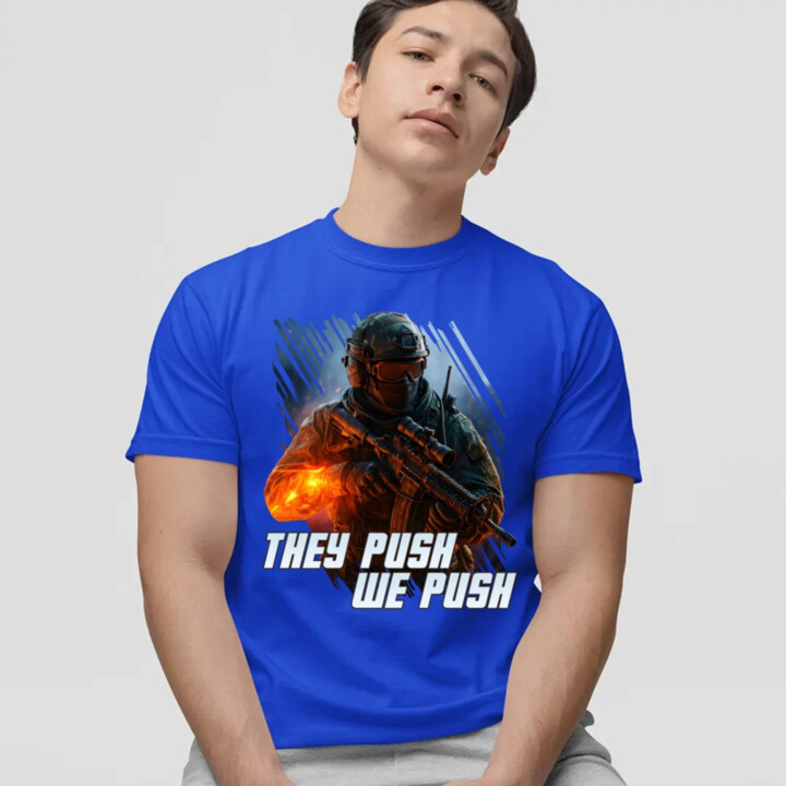 They push, we push - pánske tričko s potlačou pre fanúšikov hry Battlefield