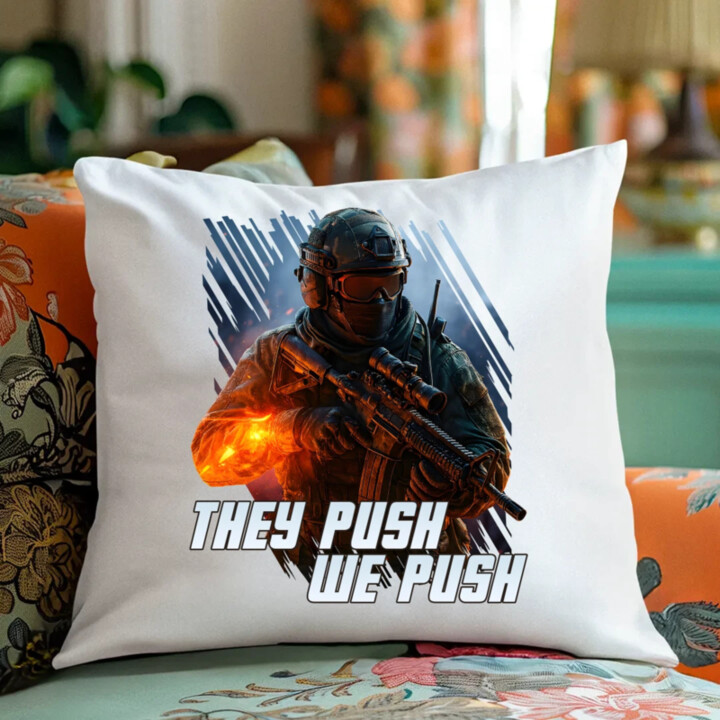 They push, we push - vankúš s potlačou pre fanúšikov hry Battlefield