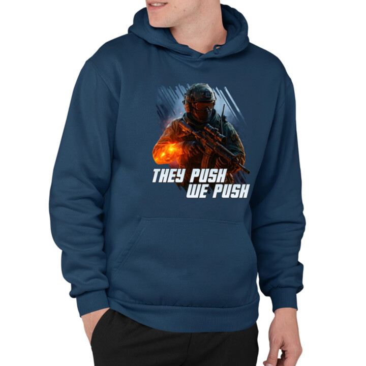 They push, we push  - pánska mikina s potlačou pre fanúšikov hry Battlefield