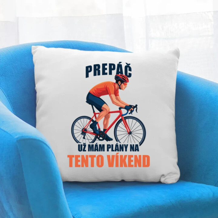Prepáč, už mám plány na tento víkend - bicykel - vankúš s potlačou