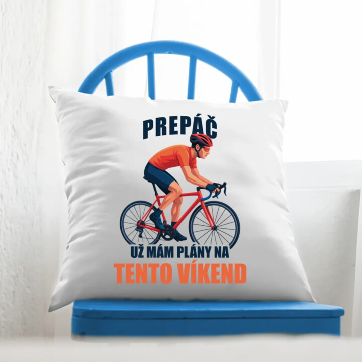 Prepáč, už mám plány na tento víkend - bicykel - vankúš s potlačou