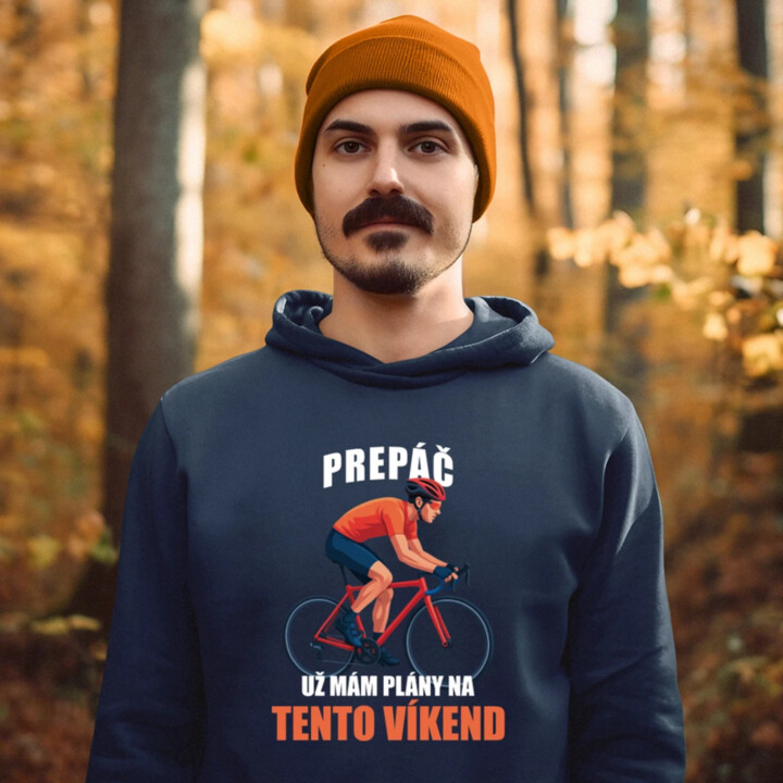 Prepáč, už mám plány na tento víkend - bicykel - pánska mikina s potlačou