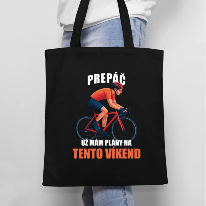 Prepáč, už mám plány na tento víkend - bicykel - taška s potlačou