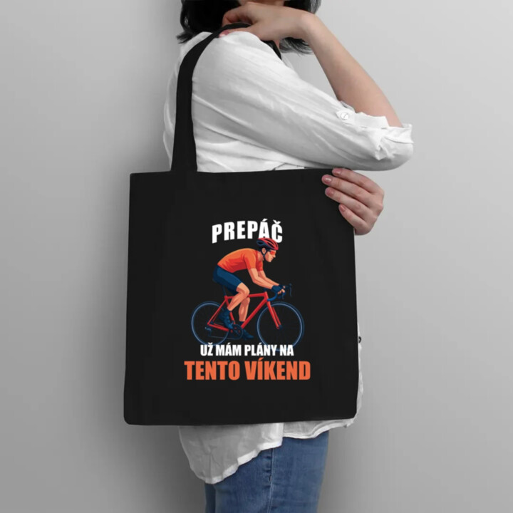 Prepáč, už mám plány na tento víkend - bicykel - taška s potlačou