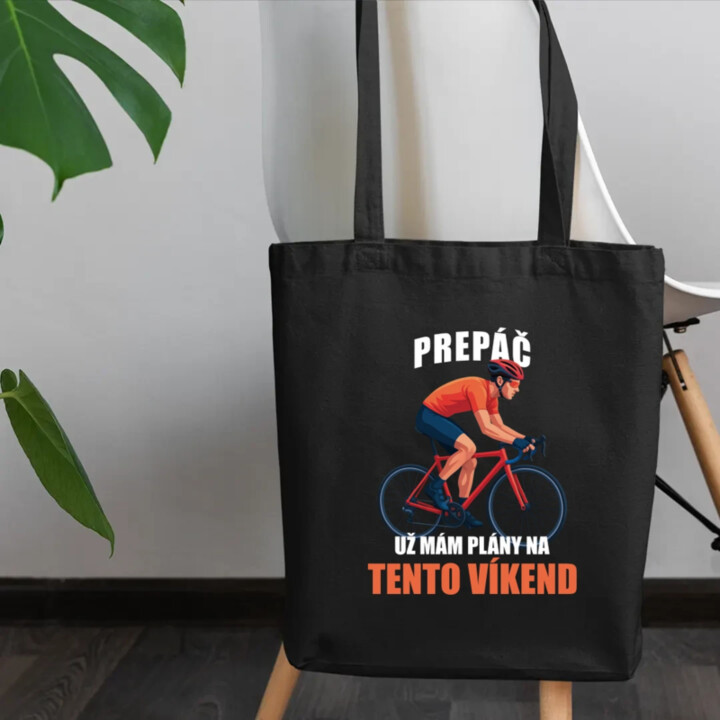 Prepáč, už mám plány na tento víkend - bicykel - taška s potlačou