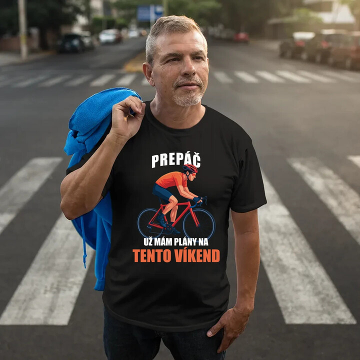 Prepáč, už mám plány na tento víkend - bicykel - pánske tričko s potlačou