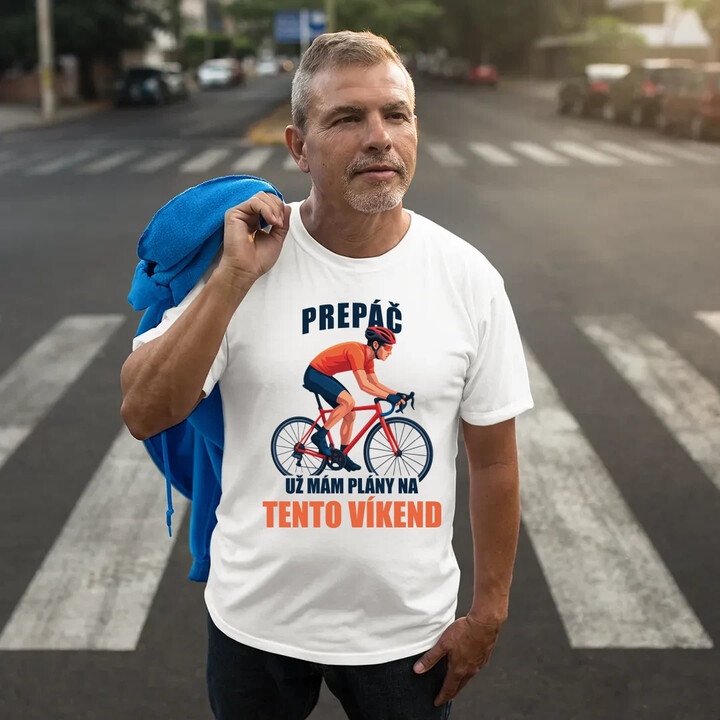 Prepáč, už mám plány na tento víkend - bicykel - pánske tričko s potlačou