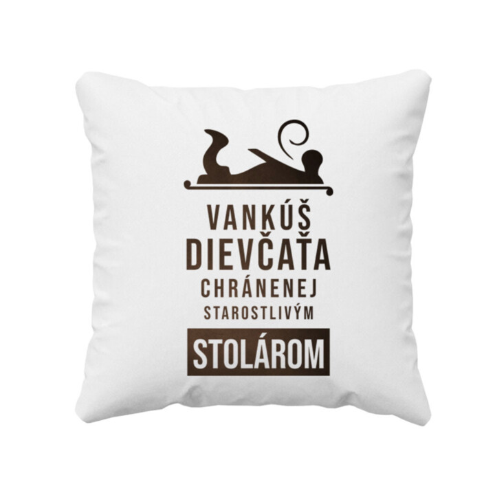 Vankúš dievčaťa chránenej starostlivým stolárom - vankúš s potlačou
