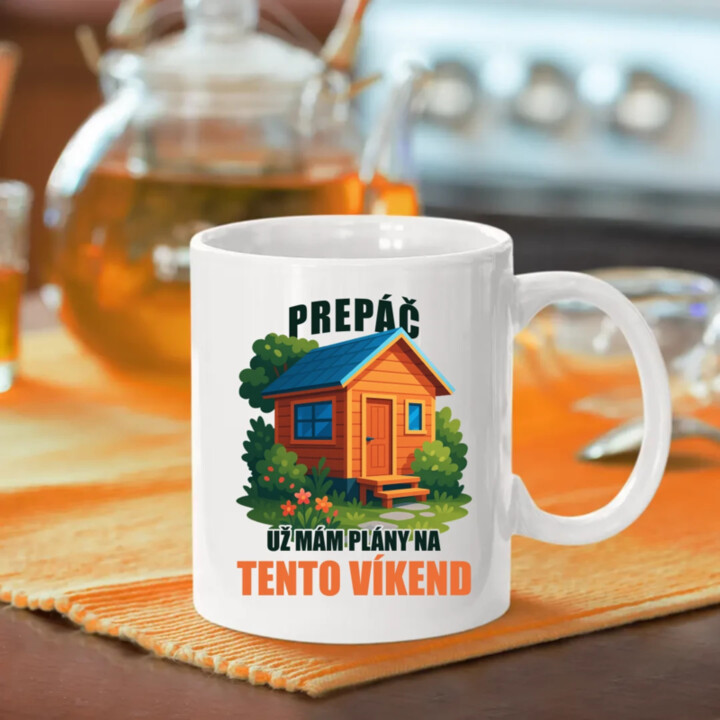Prepáč, už mám plány na tento víkend - záhrada - keramický hrnček s potlačou