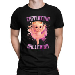 Ballerina Cappuccina Baby - Italian Brainrot - balerína šálka - pánske tričko s potlačou