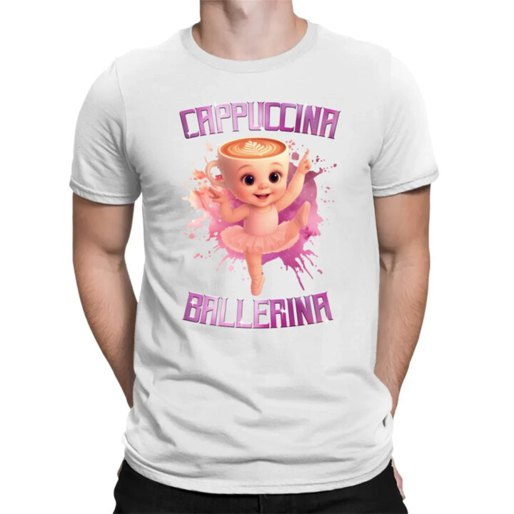 Ballerina Cappuccina Baby - Italian Brainrot - balerína šálka - pánske tričko s potlačou