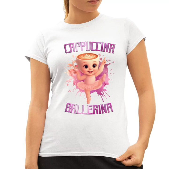 Ballerina Cappuccina Baby - Italian Brainrot - balerína šálka - dámske tričko s potlačou