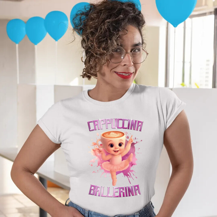 Ballerina Cappuccina Baby - Italian Brainrot - balerína šálka - dámske tričko s potlačou