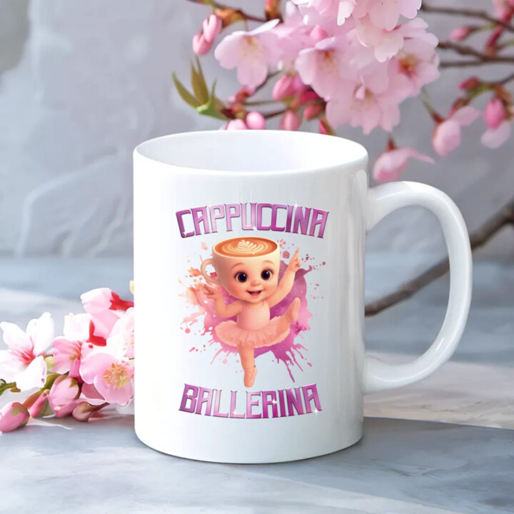 Ballerina Cappuccina Baby - Italian Brainrot - balerína šálka - keramický hrnček s potlačou